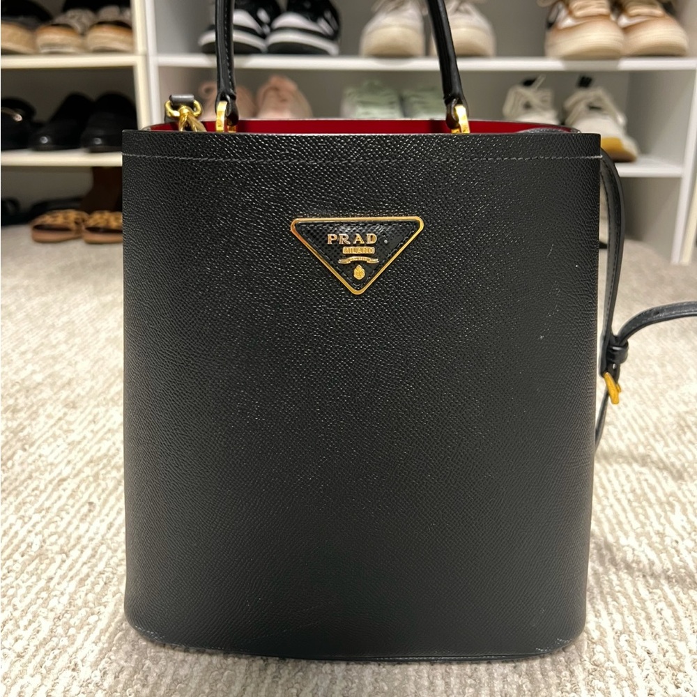 Small Saffiano Leather Panier Top Handle Bag